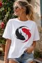 Yin Yang Fish Printed Crew Neck Casual Unisex Oversize T-Shirt - Cotton Casual T-Shirt