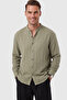 Mint Green 97% Cotton Muslin Fabric Breathable Summer High Collar Relaxed Fit Men's Shirt 2602620 - 4
