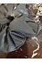 Black and Silver Shiny Black with Silver Party Scrunchie Rubber Hair Tie