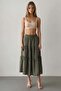 Ruffled Long Skirt Khaki - 2
