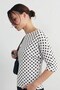 Boat neck polka dot blouse ecru - 3