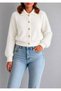 Gold Buttoned Women's Polo Collar Beard Cardigan - 5