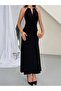 Aurelia Black Metal Accessory Collar Long Evening Dress - 6