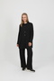 Black Elastic Waist Shirt Pants Buttoned Suit 6990