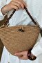 Piccolo Handmade Beaded Dty Straw Bag Camel