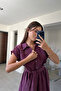 Fisto Detailed Tensel Dress - Bordo - 3