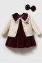 Colette 3 Piece Velvet Dress Baby Girl Set |   Velvet Dress Set with Knit Cardigan & Headband - 4