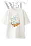 Kanagawa Whiskey Design Printed Unisex White Oversize T-Shirt