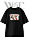 Luffy Usopp Design Printed Unisex Black Oversize T-Shirt