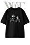 Atv Father and Child Design Printed Unisex Black Oversize T-Shirt