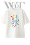 Love Heart Floral Design Printed Unisex White Oversize T-Shirt