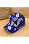 Women's Sequin Stone Embroidered Baseball Cap with Fox Figure and Floral Detail, Mesh Party Hat, Handcrafted - 2