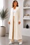 Women's Long Maxi Standard Sleeve and Feathered Knitted Cardigan - 6