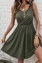 Women's round neck button detailed short viscose dress with straps - 2