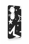Vivo V40 Compatible Black Mega Star Patterned Silicone Case - 2