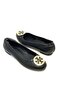 Genuine Leather Ballet Flats with Metal Buckle - 2
