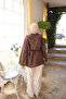 Brown Wide Sleeve Waist Tie Shirt - 4