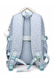 Imported Fabric Orthopedic School Bag with Polka Dot Ribbon and Accessories, Six Compartments and Waist Strap - 4