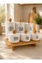 6-Piece Acrylic (Plastic) Jar Set with Wooden Stand 900-400 ml Vacuum Plastic Lid Wooden Handle Tea/Sugar/Coffee-Condiment Set - 3