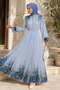 Floral Print Half-Button Chiffon Dress Tsd260258 Blue - 5