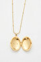 Women's Gold Color Zircon Stone Covered Picture Framed Oval Locket Necklace - 3