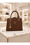 Bitter Brown 2-Piece Women's Bag Set Shoulder Bag and Wrist Strap Portfolio Bag - 3