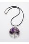 Ametist Stone Tree of Life Necklace – Natural Stone Women's Necklace with Black Cord - 3