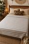 Shadow Pattern |   Double Bedspread Pique Fringe Tied Bohemian Bedspread 1 Piece Modern, Washable, Decorative Double Bed Cover Brown - 3