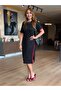Women's Crew Neck Stripe Detailed Modal Midi Dress