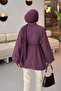 Fake Cuff Shirt with Tie Detail Plum - 3