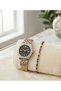 Women's Steel Wristwatch Colorful Waterway Bracelet Gift with Calendar Stone Detail Stylish Watch Set Frn06