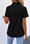 Women's short sleeve jacket with collar, zipper front, and pocket detail, imported crepe blouse with short sleeves. - 4