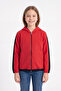 Girl's Striped Detailed Zippered Hooded Sweatshirt