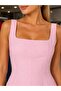 Women's Slim Fit 100% Cotton Square Neck Strap Midi Length Lined Woven Dress 26081 - 4