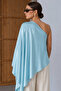 Turquoise- Women's Silk Satin One-Shoulder Stylish Blouse - 3