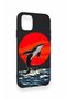 iPhone 11 Compatible Red Sun Whale Pattern Silicone Case - 3