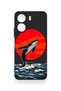 Redmi 13C Compatible Red Sun Whale Pattern Silicone Case - 2