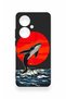 Oppo Reno 11F Compatible Red Sun Whale Pattern Silicone Case - 2