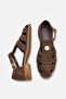 Layla Women's Genuine Leather Sandals - Brown Suede - 4