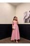 Women's Square Neck Floral Embroidered Long Dress - 6