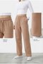 Women's Brown Combed Cotton Palazzo Wide-Leg Elastic Waist Lace-Up Comfortable Fit Sweatpants - 7