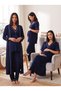 New Season Navy Blue 100% Cotton Short Sleeve Maternity and Postpartum Nursing Nightgown Pajama Set with Features of Short Sleeves - 8