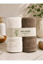 Set of 2 100% Bamboo Bath Towels White-Brown (65X130 cm)