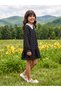 Globus Girls Black Polk Dots Collared Neck Lace Detail Bishop Sleeves Tiered A-Line Mini Party Dress - 2