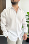 Men's Relaxed Fit Shirt with Embroidery Detail White Edw495 - 2