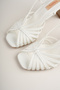 Ashley Women's White Thin Strappy Thick Heeled Sandals - 6