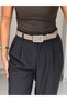 Women's Square Buckle Silver Belt Waist Belt Coat Belt Dress Belt Trouser Belt