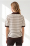 Women's Beige Brown Stripe Openwork Color Detailed Knitwear Blouse Blz-19003437 - 5