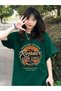 Women's Nefti Green Auto Repair Printed Oversize T-Shirt