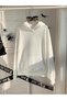 Women's White Spider Printed 3 Thread Hooded Hoodie Sweatshirt - 2
